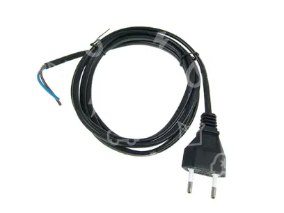 flexošňůra přívodní, PVC, L = 2 m, 2x0,75 mm2, černá, přímá vidlice